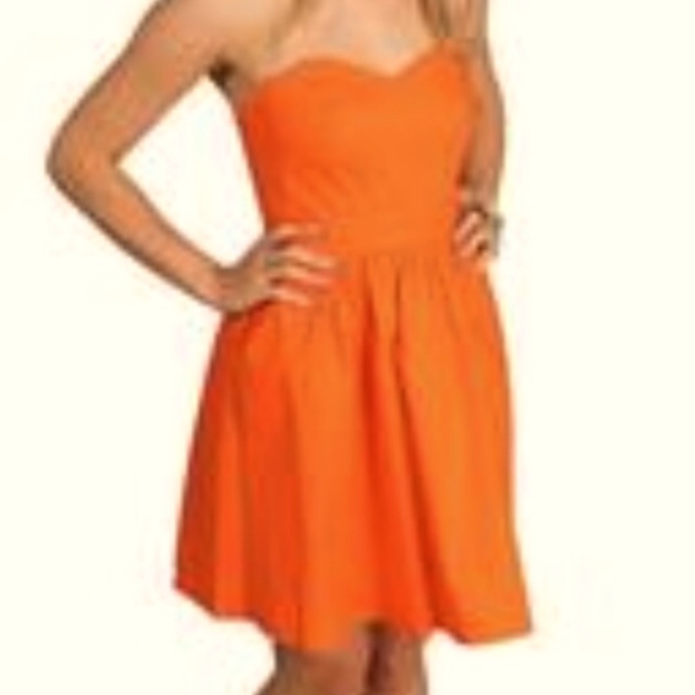 Lauren James Strapless Life is Better in Seersucker Savannah Solid Orange L